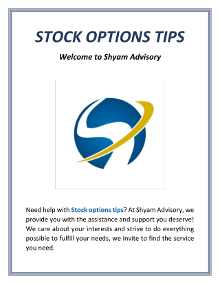 Get Stock Options Tips | shyamadvisory