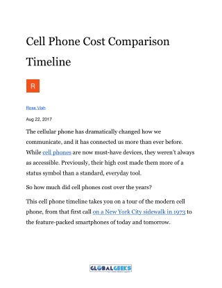 Cell Phone Cost Comparison Timeline