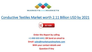 Conductive Textiles Market worth 2.11 Billion USD by 2021