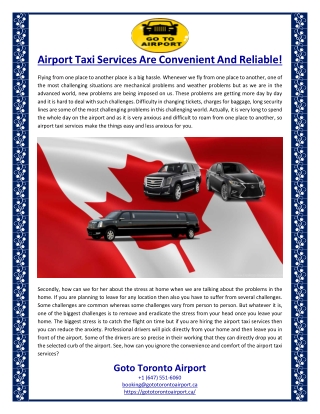 Airport Taxi Services Are Convenient And Reliable!