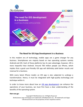 The Need for IoS app Development in a Business