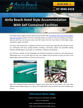 Airlie Beach Hotel Style Accommodation With Self Contained Facilities