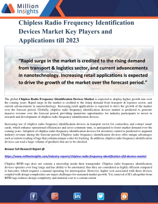 Chipless Radio Frequency Identification Devices Market Key Players and Applications till 2023