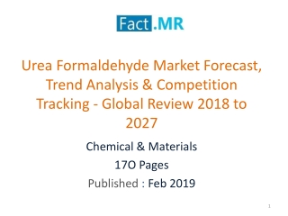Urea Formaldehyde Market Analysis- Global Review 2018 to 2027