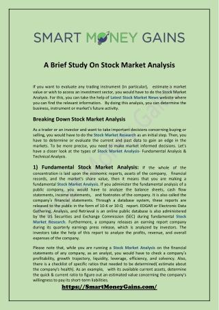 A Brief Study On Stock Market Analysis