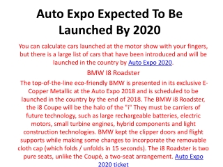 Auto Expo Expected To Be Launched By 2020