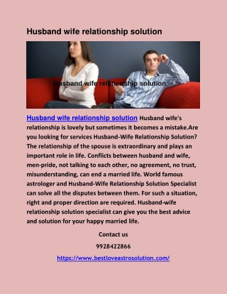 Husband wife relationship solution