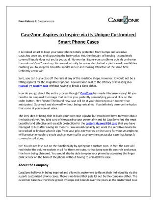 CaseZone Aspires to Inspire via its Unique Customized Smart Phone Cases