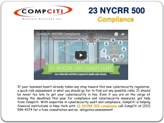 23 NYCRR 500 Compliance