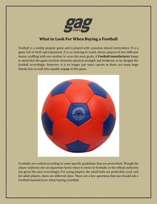 Football Manufacturers, Suppliers USA