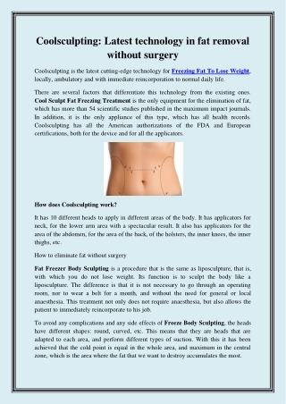 Coolsculpting Latest technology in fat removal without surgery