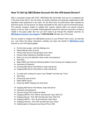 How To Set Up SBCGlobal Account On the iOS-based Device?