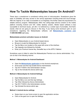 How To Tackle Malwarebytes Issues On Android?