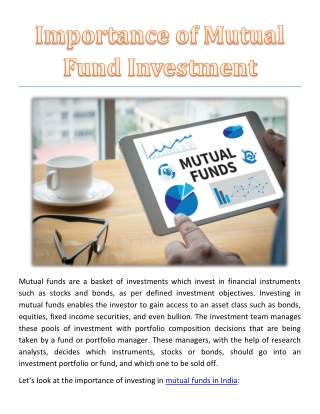 Importance of Mutual Fund Investment