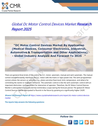 Dc Motor Control Devices Market