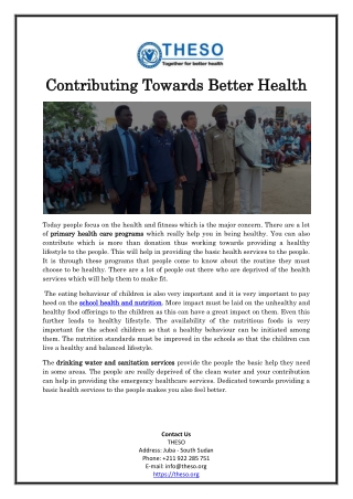 Contributing Towards Better Health
