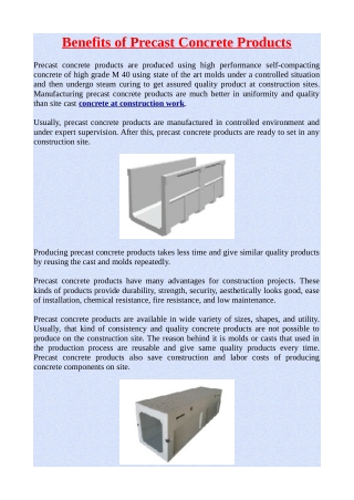 Benefits of Precast Concrete Products