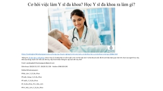 Cơ hôi việc làm Y sĩ đa khoa? Học Y sĩ đa khoa ra làm gì?