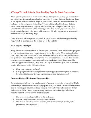 3 Things To Look After In Your Landing Page To Boost Conversion
