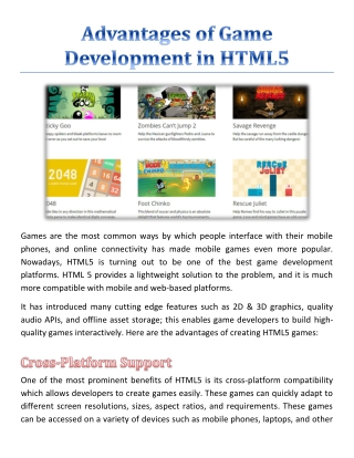 Advantages of Game Development in HTML5