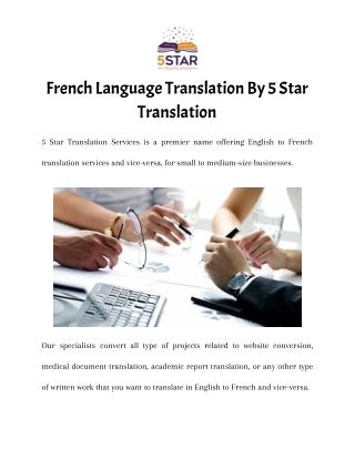 French Language Translation By 5 Star Translation