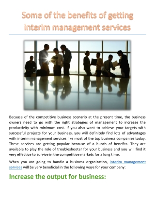 Some of the benefits of getting interim management services