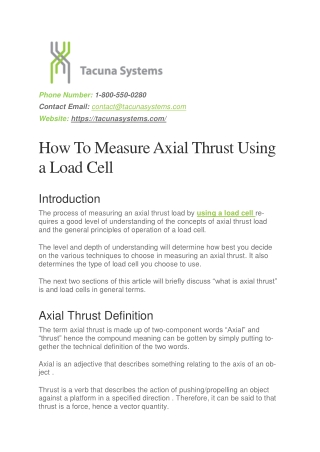 How to Measure Axial Thrust Using a Load Cell