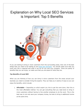 Explanation on Why Local SEO Services is Important Top 5 Benefits