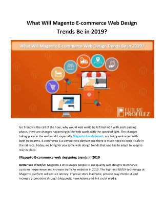 What Will Magento E-commerce Web Design Trends Be in 2019?