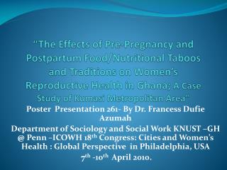 Poster Presentation 261- By Dr. Francess Dufie Azumah