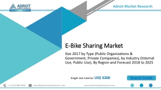 E-Bike Sharing Market Size, Share, Trends & Forecast 2019-2025