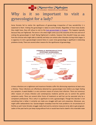Why is it so important to visit a gynecologist for a lady?