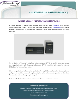 Media Server- PrimeArray Systems, Inc