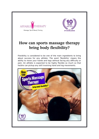 How can sports massage therapy bring body flexibility?