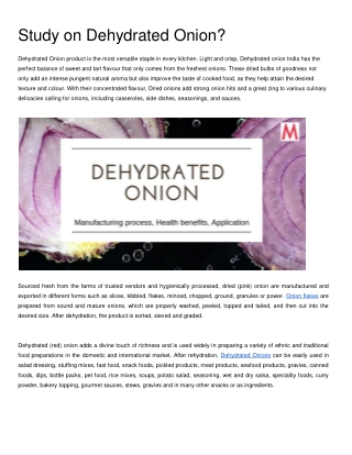 Study on Dehydrated Onions Flakes, Powder, Granules | Mevive- Blog