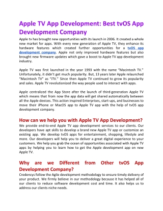 Apple TV App Development: Best tvOS App Development Company