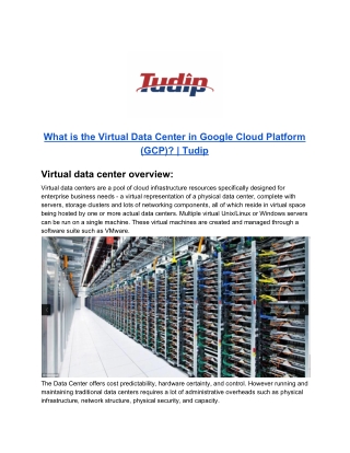 What is Virtual Data Center in Google Cloud Platform (GCP)? | Tudip