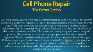 Cell Phone Repair – The Better Option