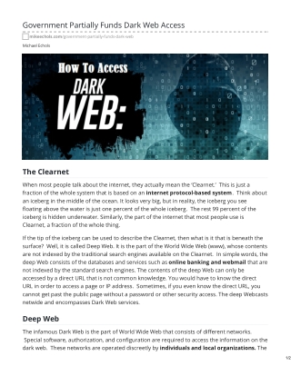 GOVERNMENT PARTIALLY FUNDS DARK WEB ACCESS