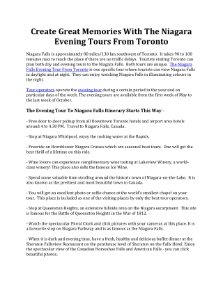 Niagara Falls Evening Tour From Toronto