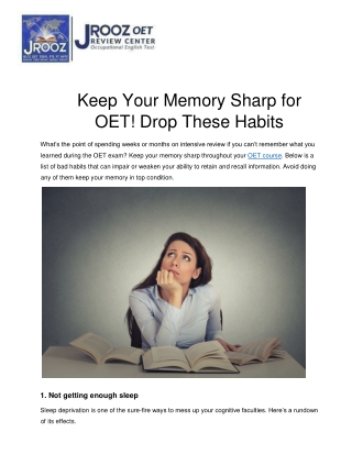 Keep Your Memory Sharp for OET! Drop These Habits