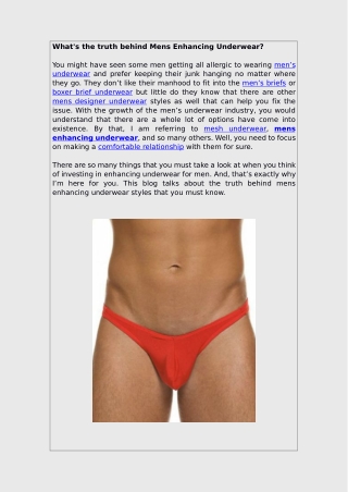 What's the truth behind Mens Enhancing Underwear?