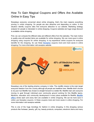 How To Gain Magical Coupons and Offers Are Available Online In Easy Tips