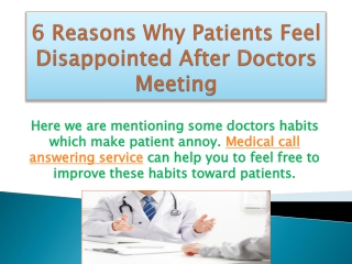 6 Reasons Why Patient Feels Disappointed After Doctor's Meeting