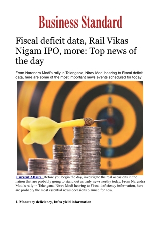 Fiscal deficit data, Rail Vikas Nigam IPO, more: Top news of the day
