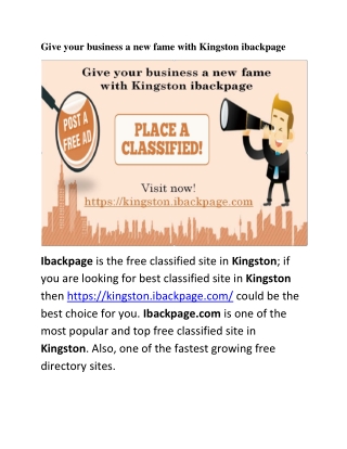 Give your business a new fame with Kingston ibackpage