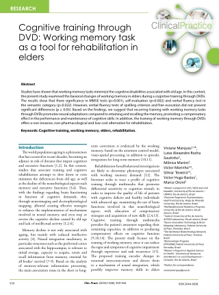 Cognitive training through DVD: Working memory task as a tool for rehabilitation in elders