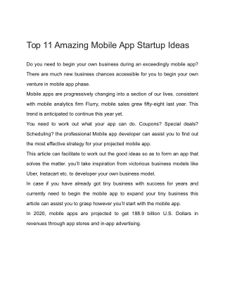 Top 11 Amazing Mobile App Startup Ideas