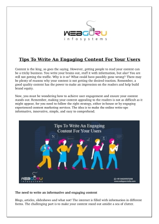 Tips To Write An Engaging Content For Your Users