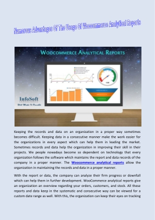 Numerous Advantages Of The Usage Of Woocommerce Analytical Reports